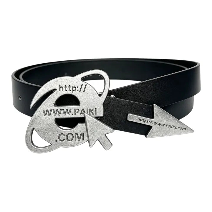 PAIKI Browser Cursor Buckle Leather Belt Retro Punk Subculture Waist