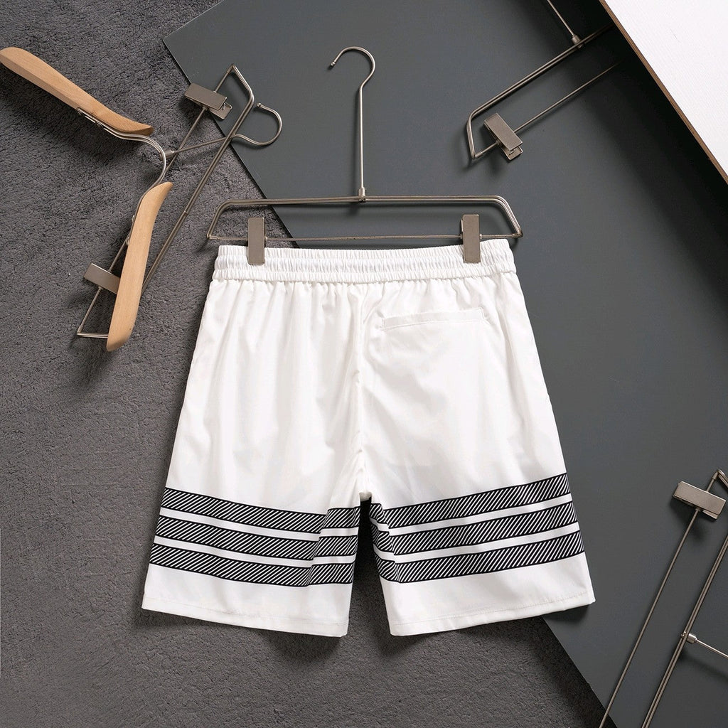 Thom Browne Style Four-Bar Stripe Woven Shorts