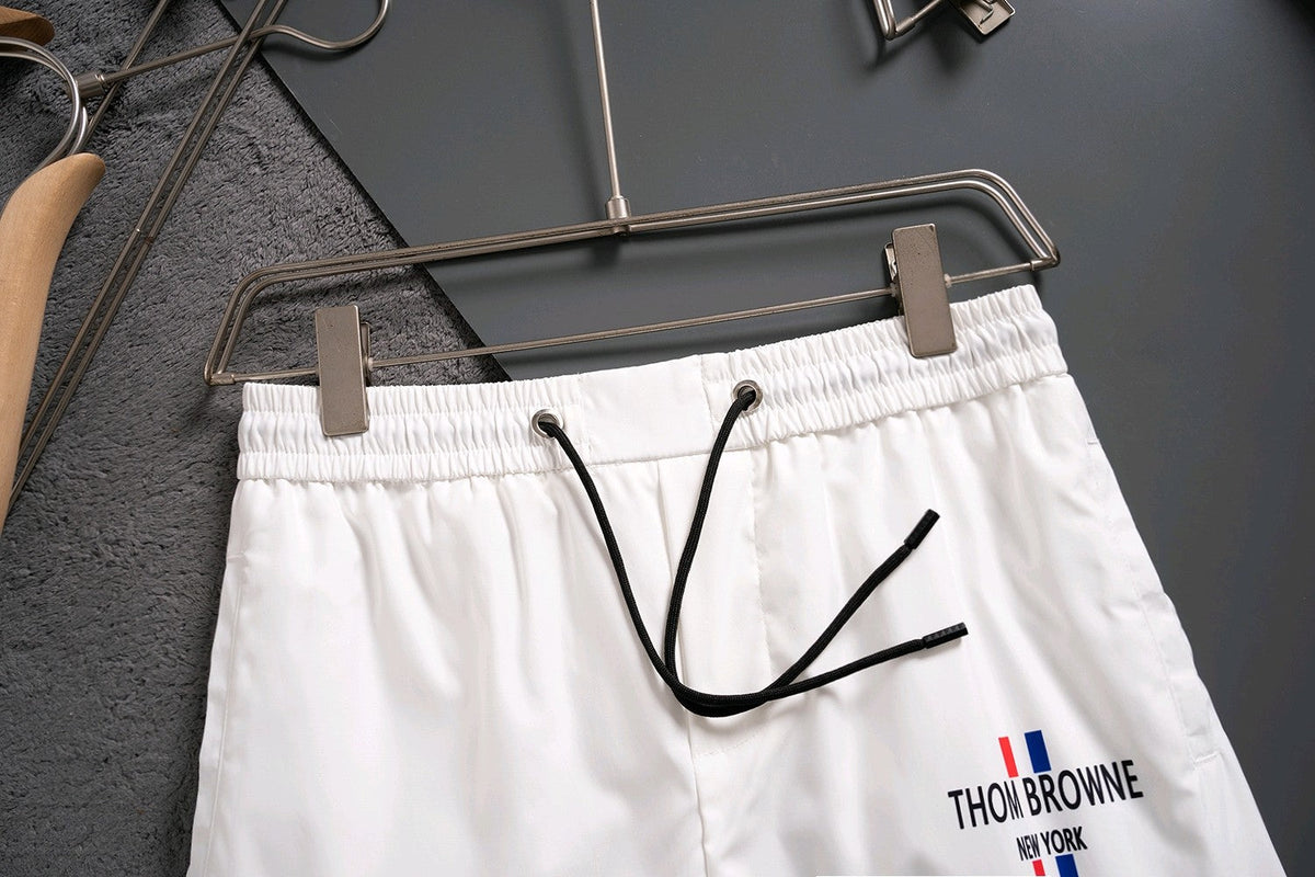 Thom Browne Style Four-Bar Stripe Woven Shorts