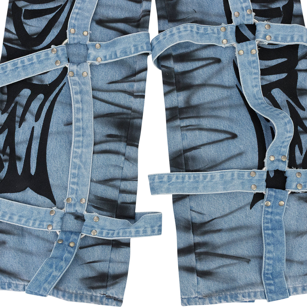 BLUE WINGED LOGO BONDAGE PANTS