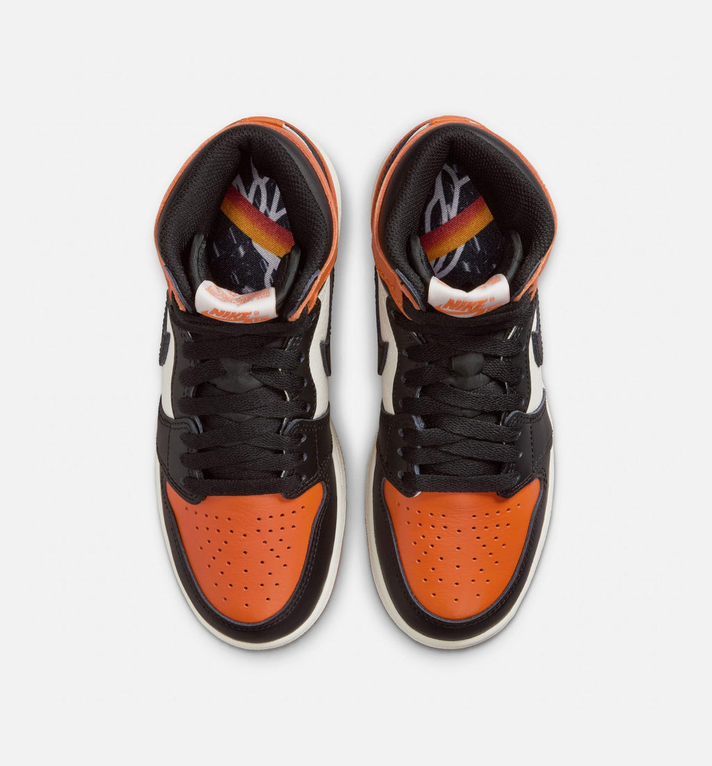 Air Jordan 1 Retro High OG Shattered Backboard Grade School Lifestyle Shoe – Black / Sail / Starfish