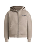 Manière De Voir JS002 in taupe Signature relaxed-fit zip hoodie