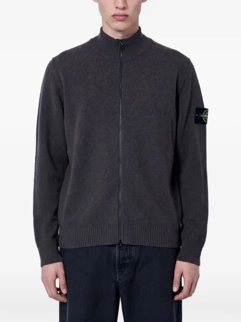 Stone Island logo-patch zip-up wool sweater