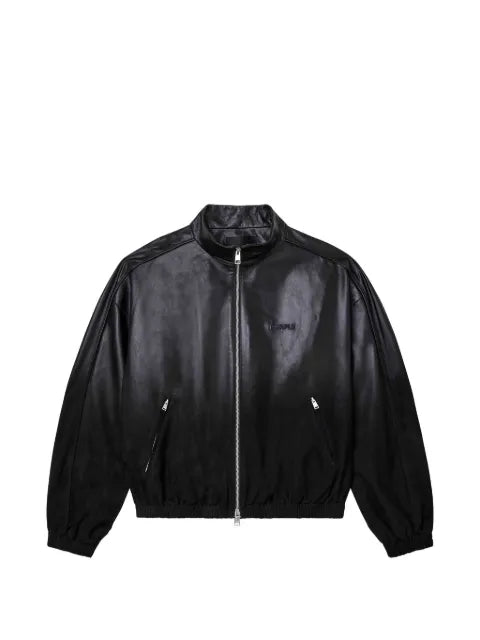 Purple Brand leather bomber jacket