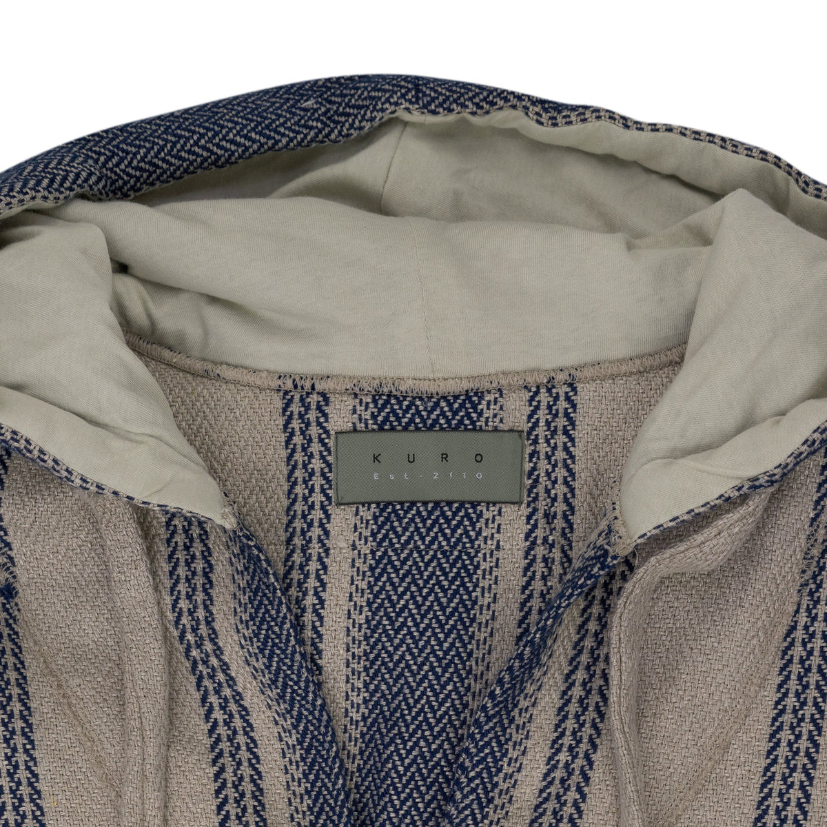 Beige Stripe Linen Mexican Parka