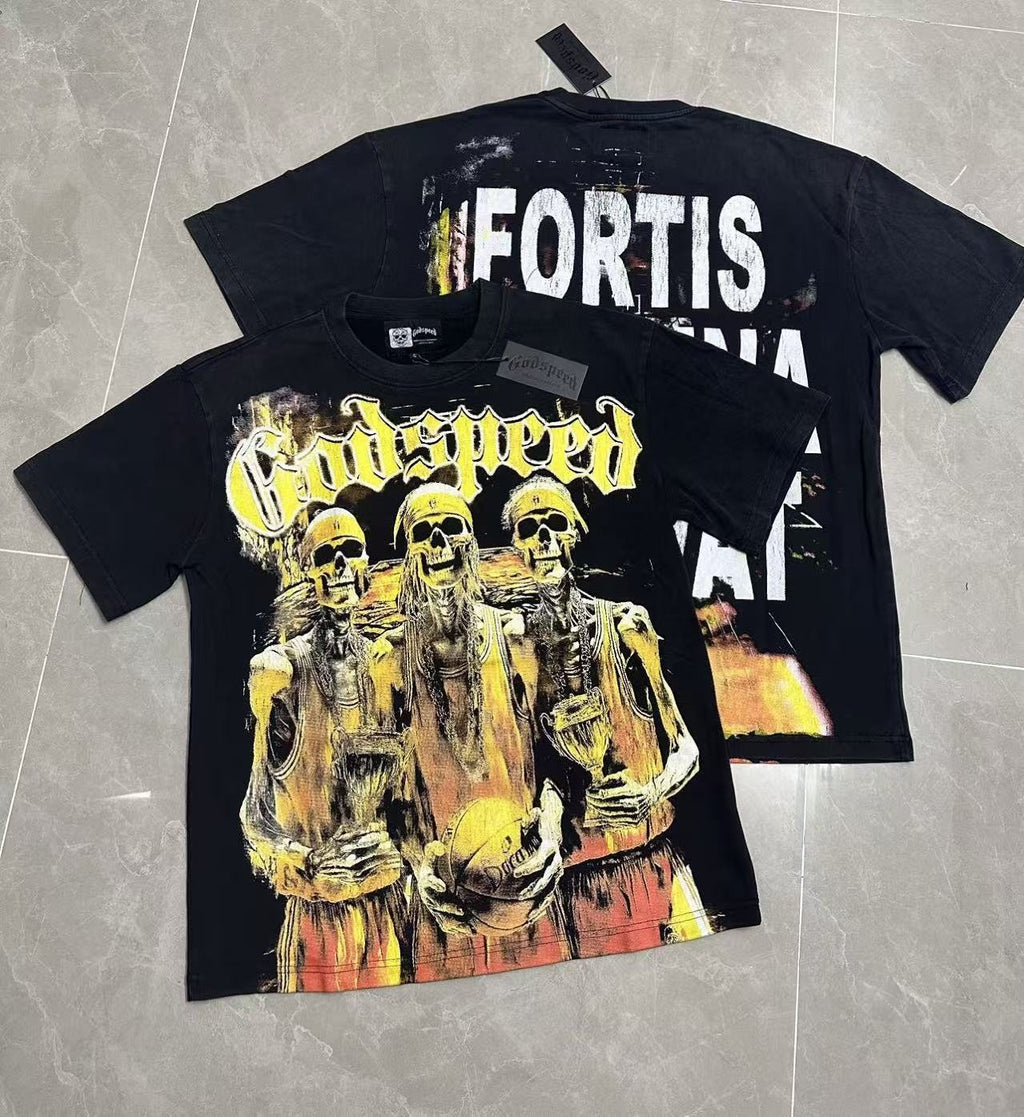 Godspeed Fortis Fortuna Washed Black Graphic T-Shirt