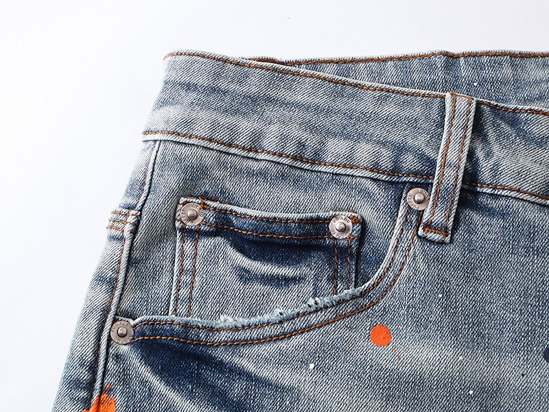 Purple Brand Paint Splatter Denim Shorts