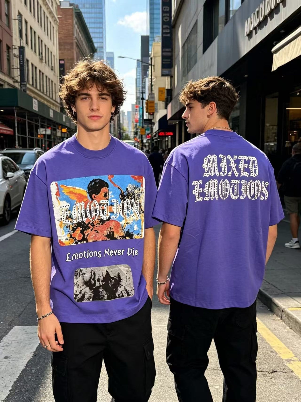 MIXED EMOTION Rhinestone Graphic T-Shirt