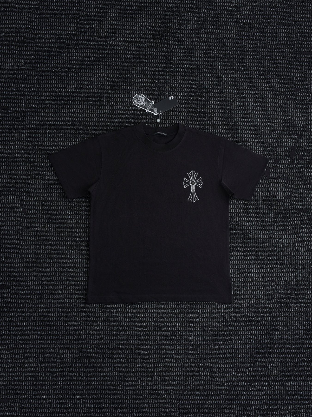 Chrome Hearts Firework Rhinestone Cross Graphic T-Shirt