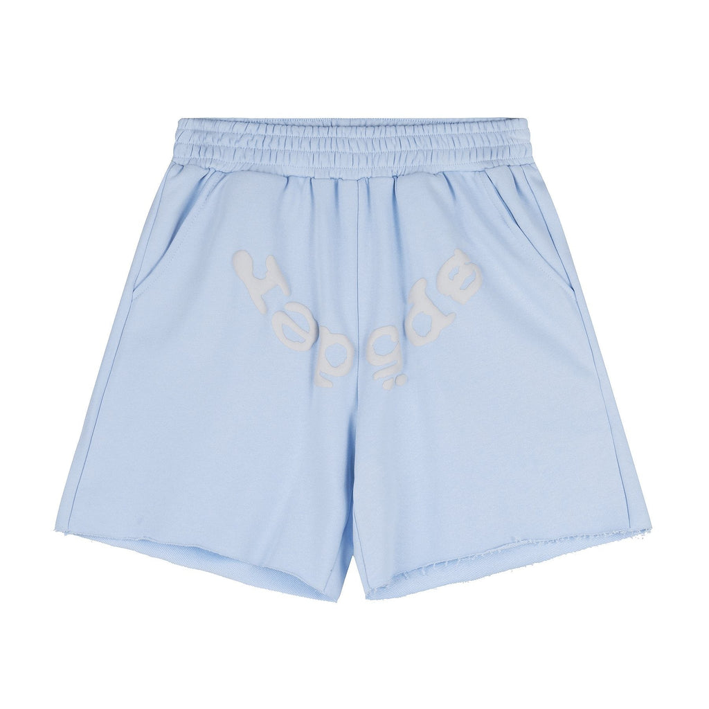 Sp5der Raised Graphic Raw Hem Shorts