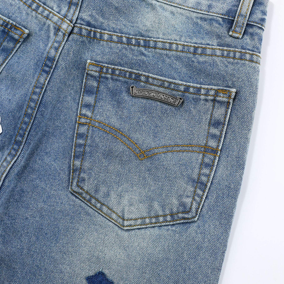 Chrome Hearts blue Silver Cross Patch Jeans