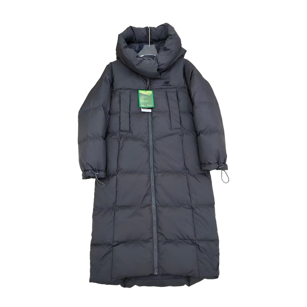 New Balance Hooded Long Puffer Coat | Black | Insulated