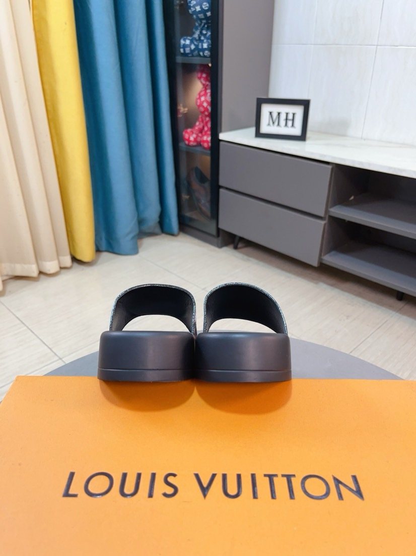 Louis Vuitton Men's Brown Monogram Slide Sandals