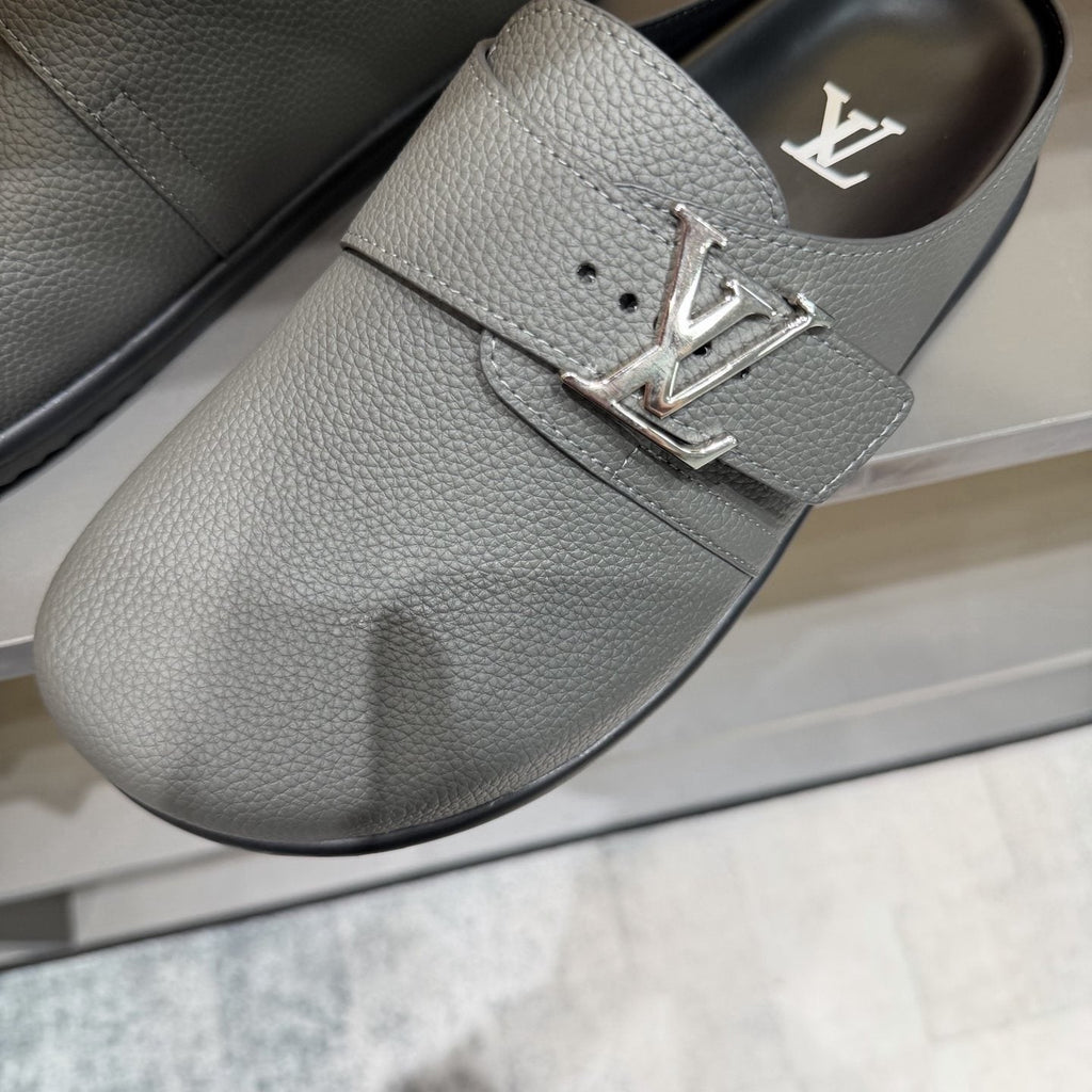 Louis Vuitton Men's Light Gray Monogram Slip-On Sandals