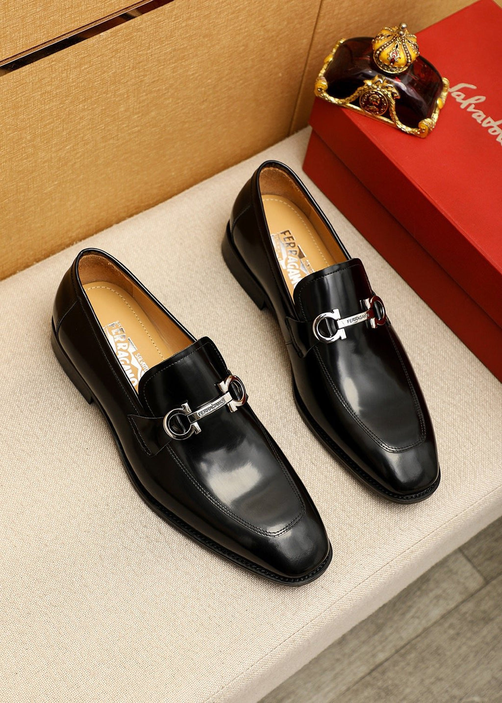 Ferragamo Black Hardware Loafers - Black Leather Upper