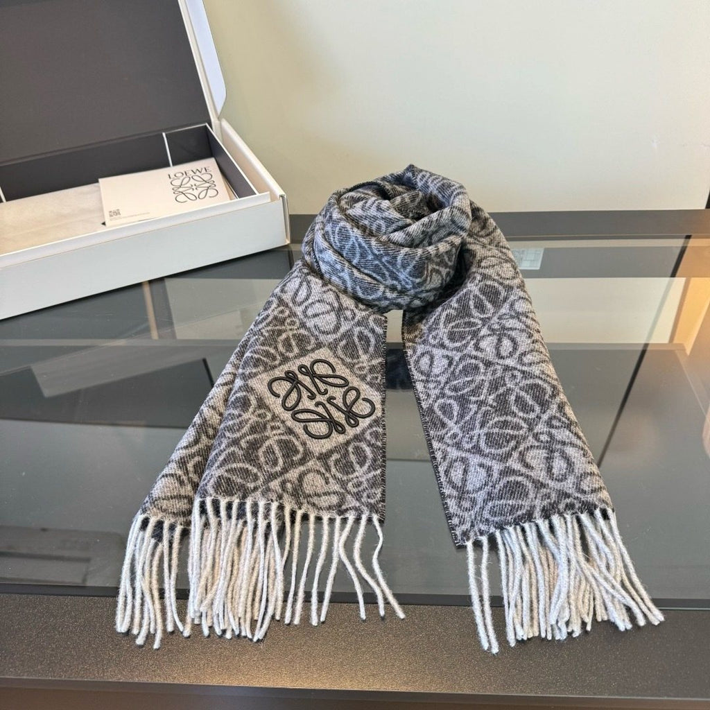 Loewe Patterned Fringed Scarf