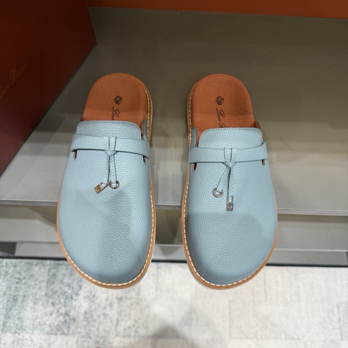 Textured Loafer Mule Shoes