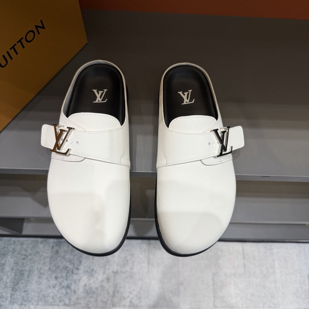 Louis Vuitton Textured Buckle Mule Sandals