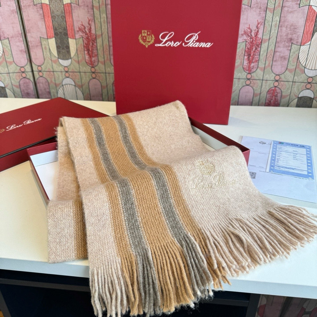 Loro Piana Striped Fringed Scarf