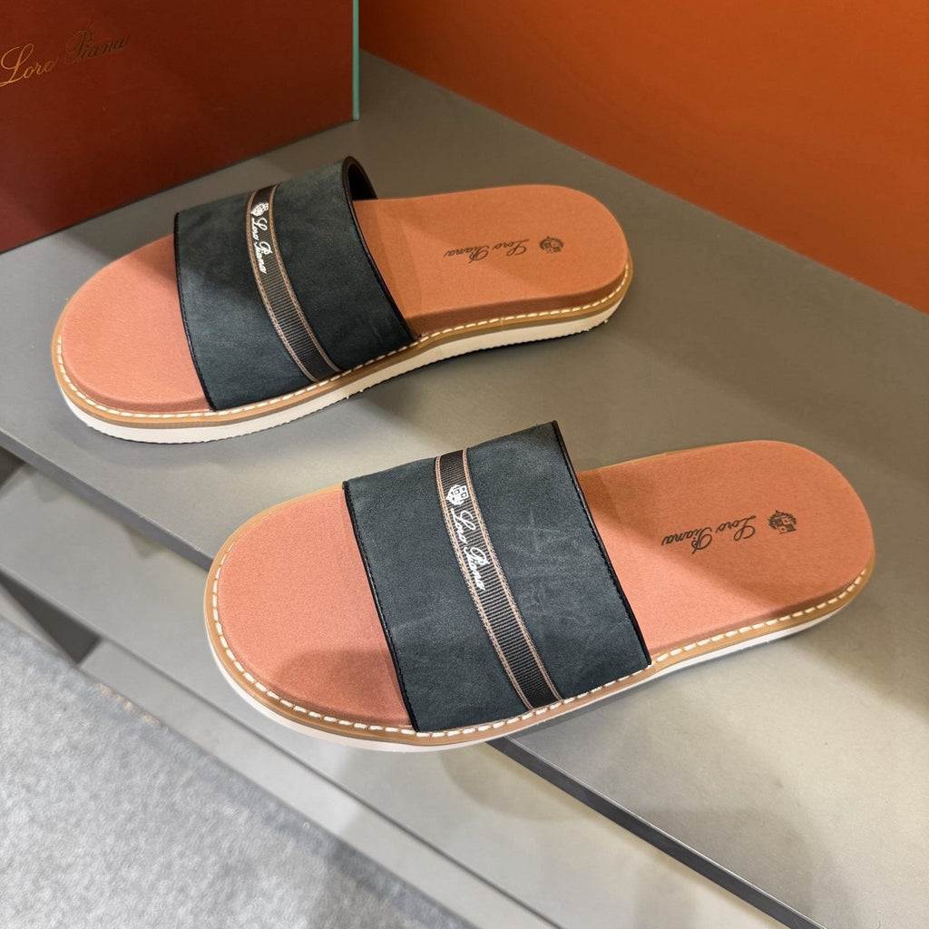 Loro Piana Cross-Strap Men's Slide Sandals