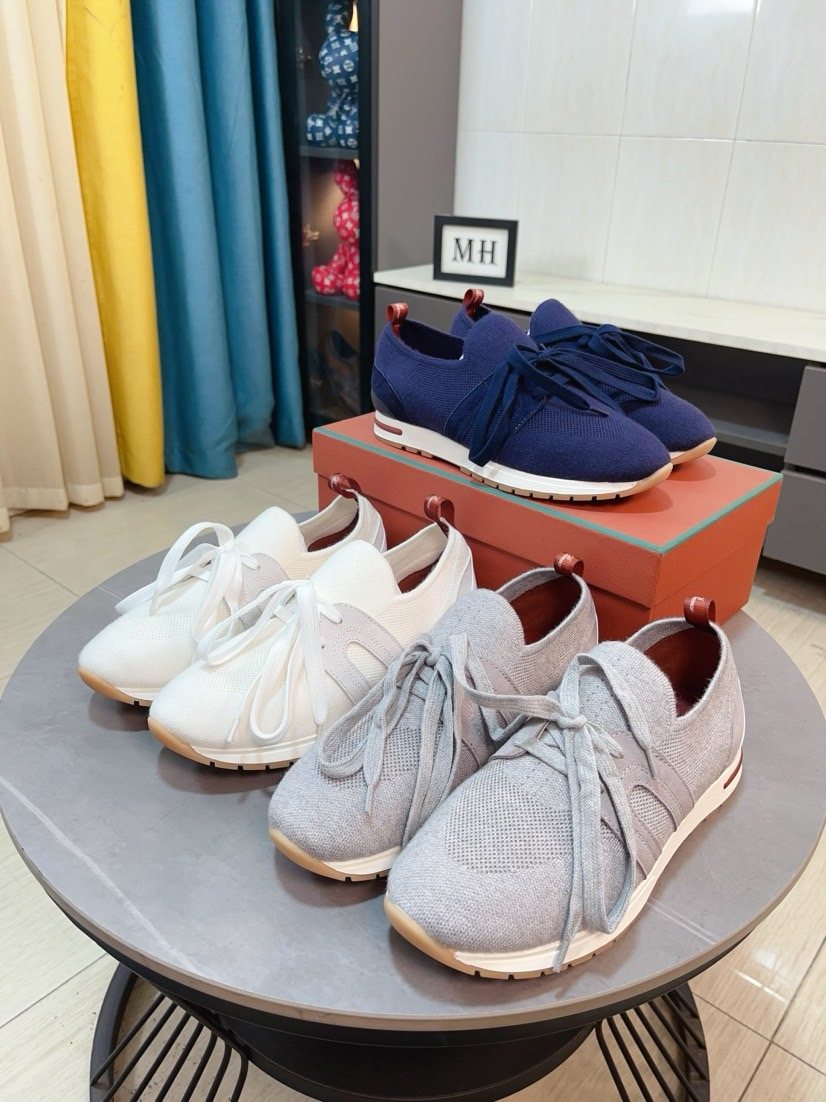 Loro Piana Men's Knit Lace-Up Sneakers