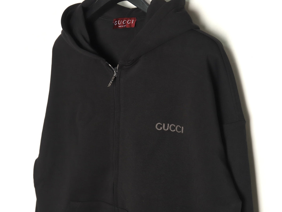 Gucci Small-Logo Full-Zip Hoodie - Black